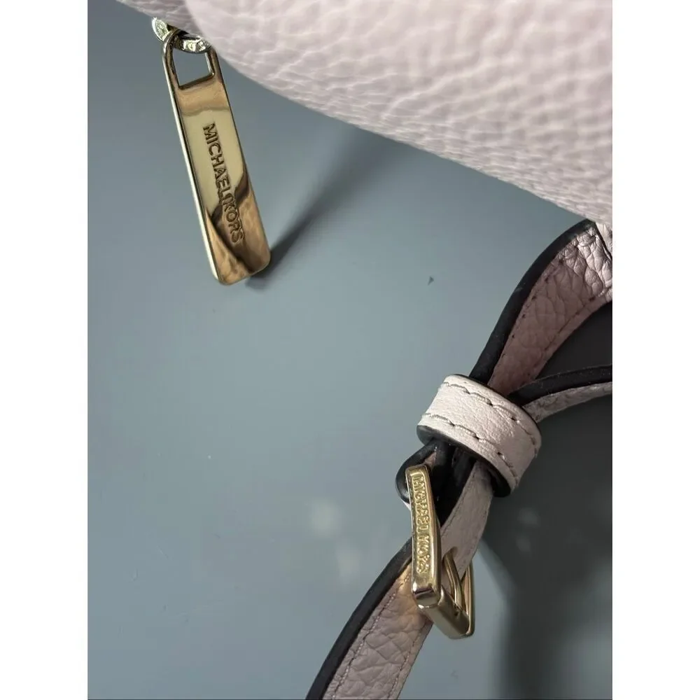 Michael Kors Medium Studded Pebbled Leather Backpack powder blush ballet pink